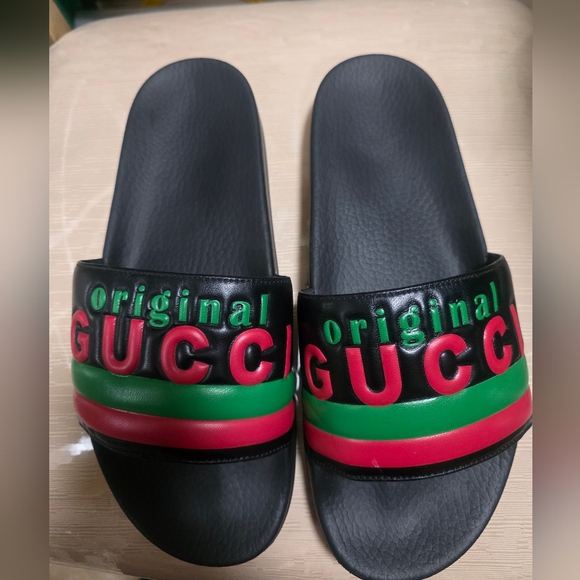 NEW GUCCI SLIDES MEN SIZE 10/WOMEN SIZE 11 SANDALS WITH SHOE BAGS - Picture 6 of 7